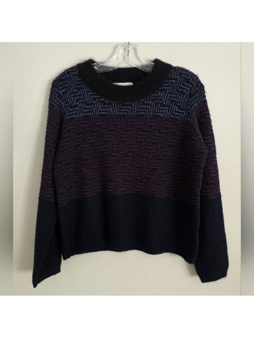 MUNTHE | Angora Sweater Geo Stripes Navy Sz 8